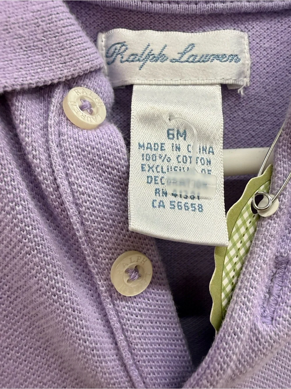 Ralph Lauren Girls' Lavender Polo dress with Striped Ruffle Hem 6 months